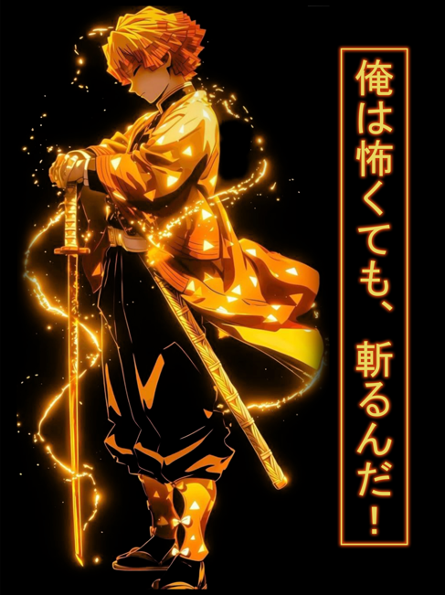 Zenitsu Agatsuma Poster – Demon Slayer Anime Wall Art | Glowing Sword Lightning Style