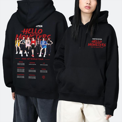 Graphic Babymonster Kpop Hoodie, Hello Monsters 1st World Tour Sweatshirt