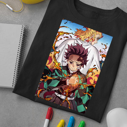 Tanjiro & Rengoku | Demon Slayer: Kimetsu no Yaiba Premium Unisex T-Shirt