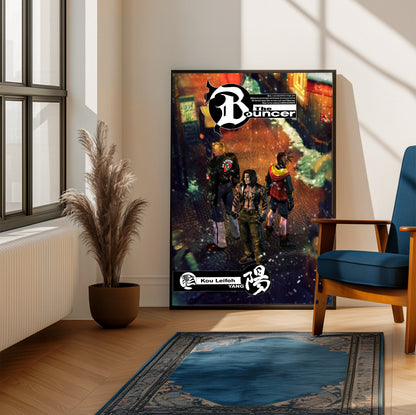 The Bouncer Kou Leifoh poster on a living room wall