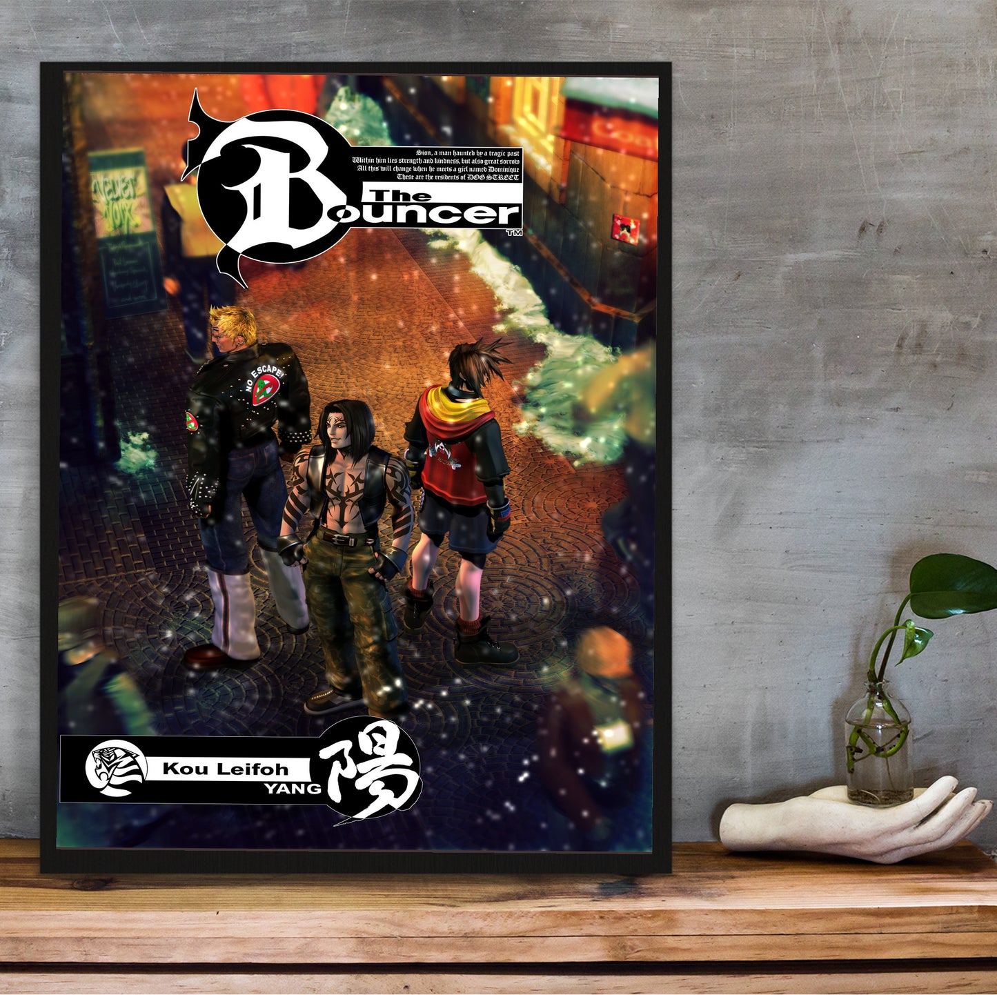 The Bouncer Kou Leifoh poster hung above a desk