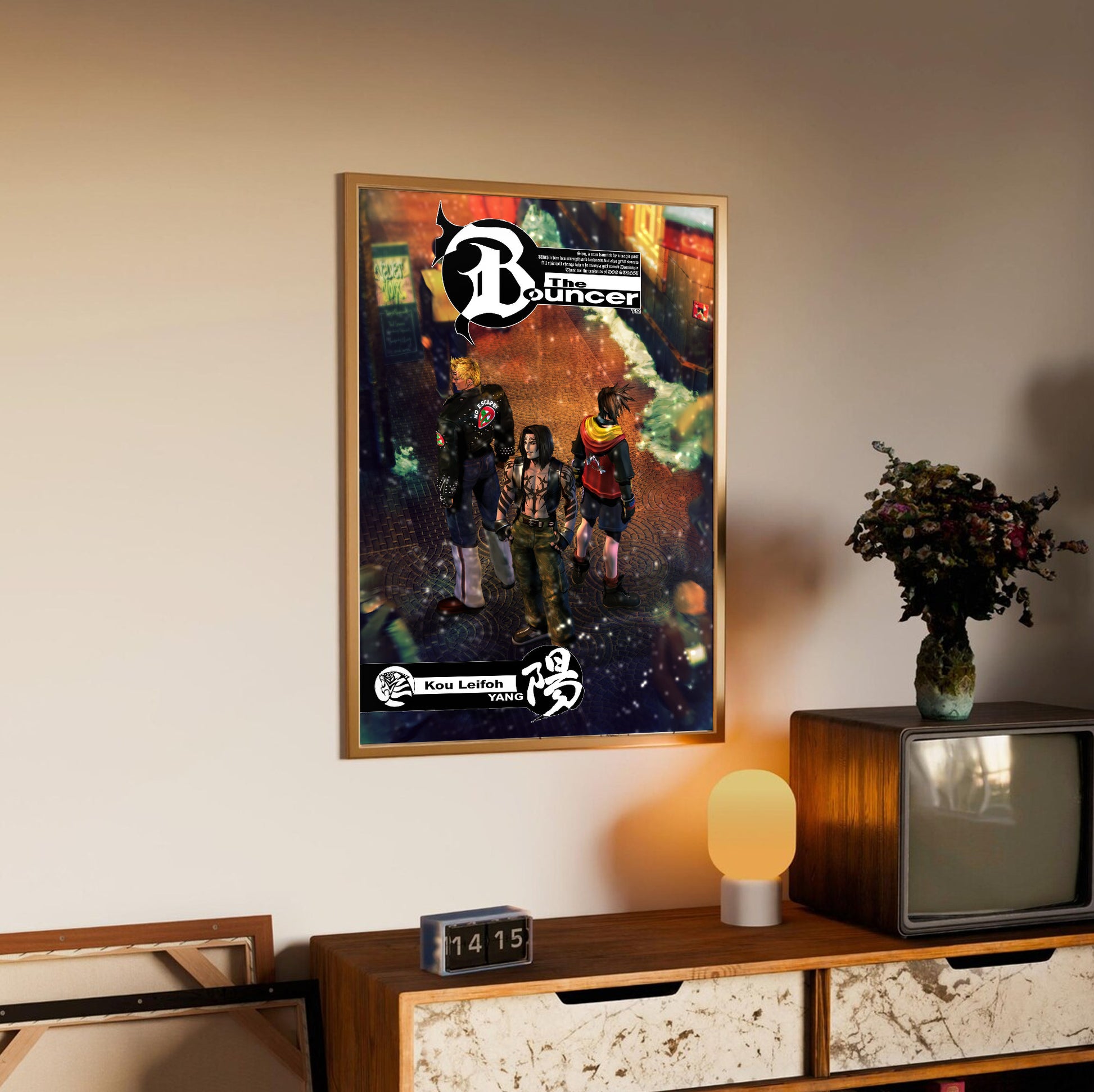 The Bouncer Kou Leifoh poster styled on a gallery wall