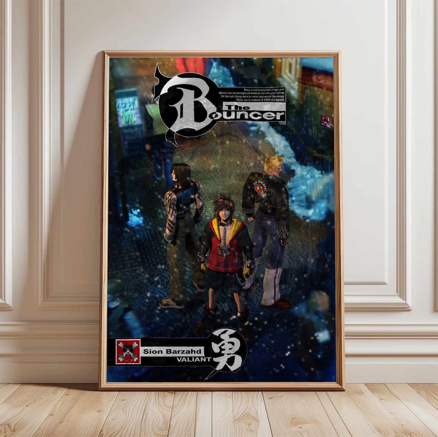 The Bouncer Sion Barzahd poster in a framed room setting