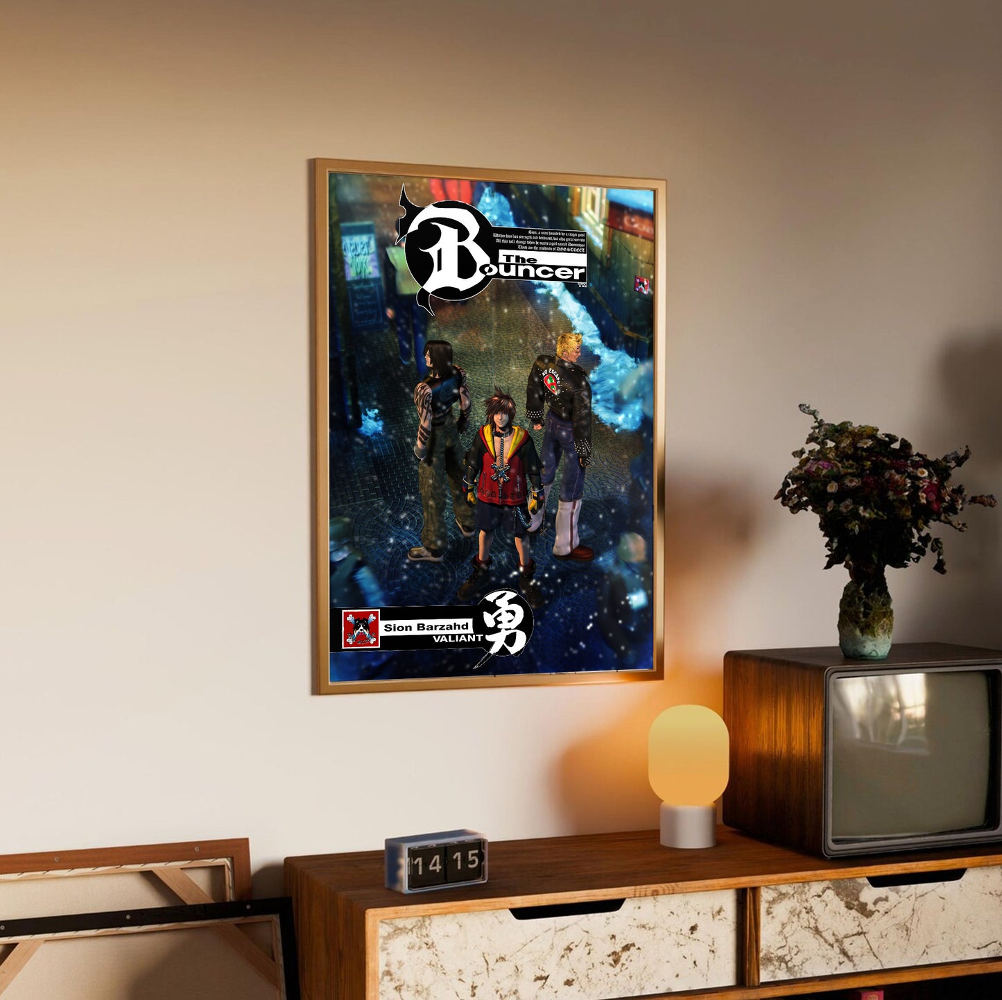 The Bouncer Sion Barzahd poster styled on a gallery wall