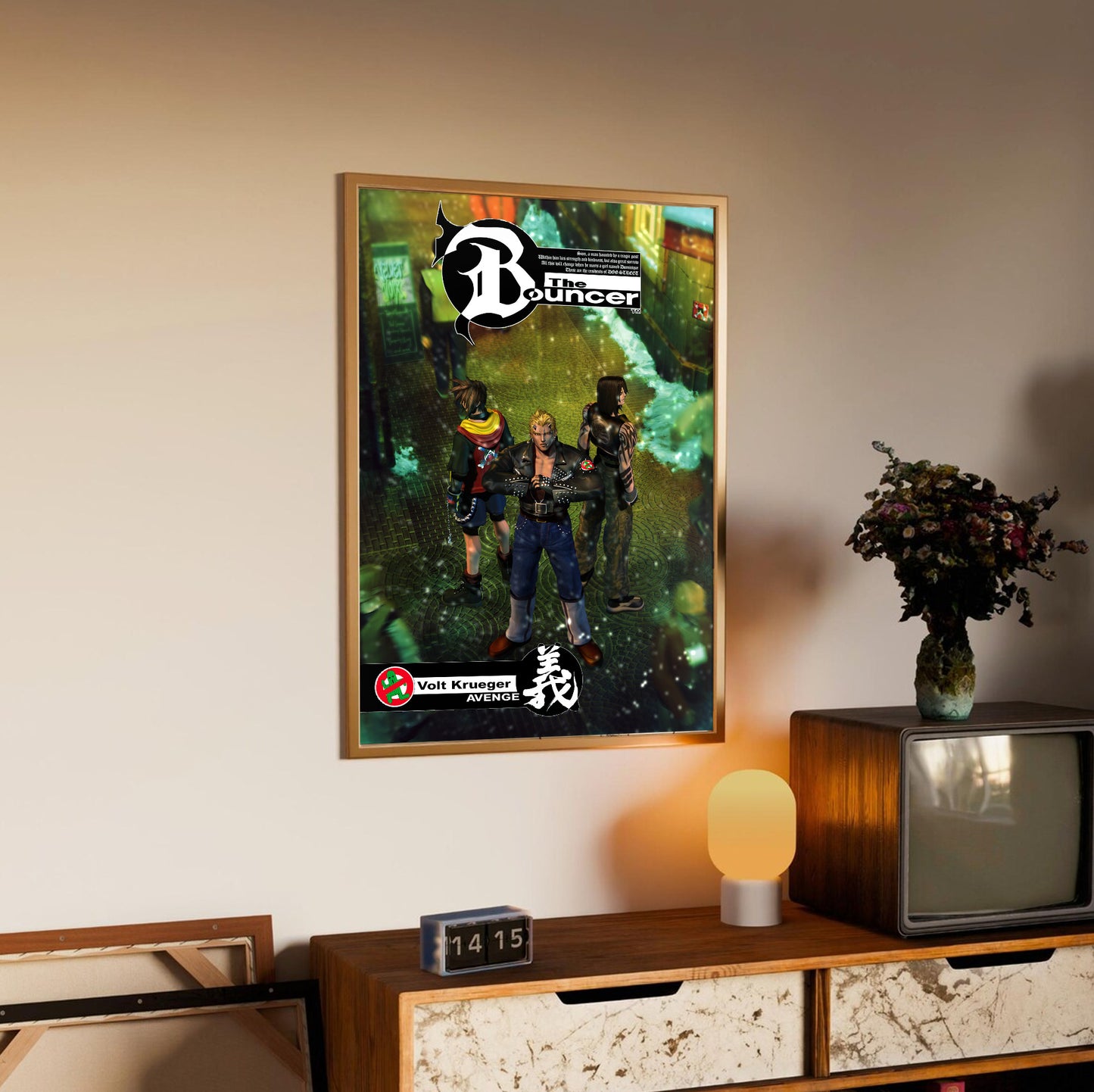 The Bouncer Volt Krueger poster styled on a gallery wall
