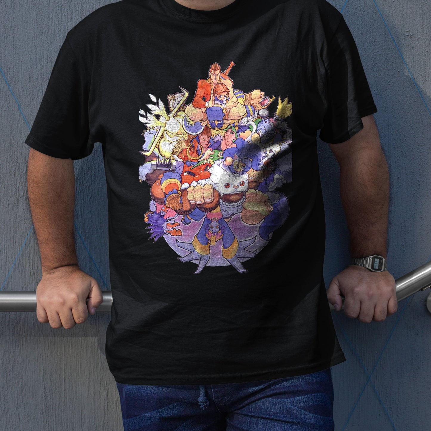 Vampire Hunter Night Warriors Daarkstalkers Revenge Collage Unisex T-shirt, Gamer Shirt, Gaming Gift
