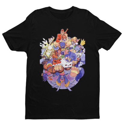 Vampire Hunter Night Warriors Daarkstalkers Revenge Collage Unisex T-shirt, Gamer Shirt, Gaming Gift