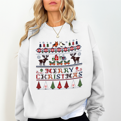 Merry Christmas Reindeer Sweatshirt – Cozy Festive Holiday Sweater for Winter