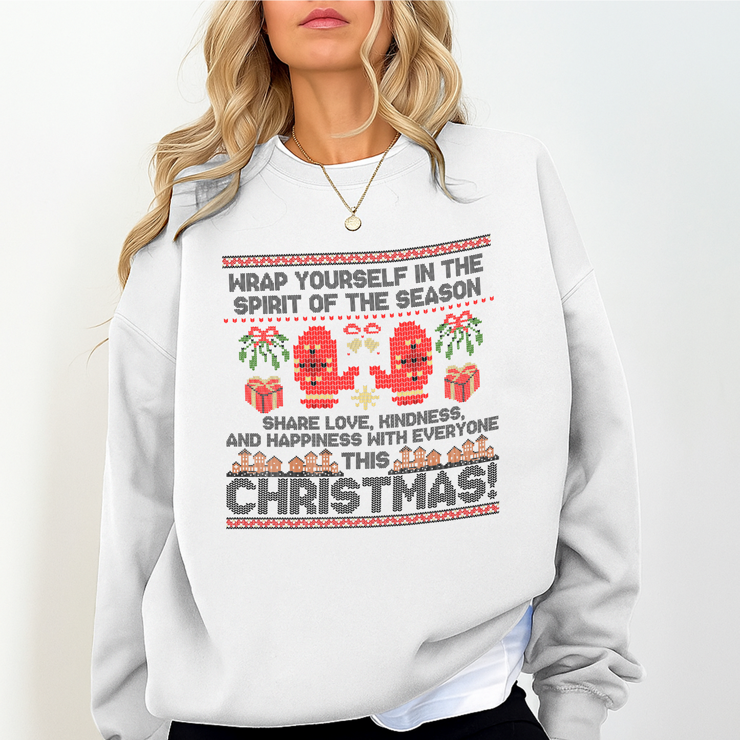 Wrap Yourself in the Spirit of the Season – Cute Holiday Gingerbread Christmas Sweatshirt | Cozy Unisex Ugly Christmas Sweater