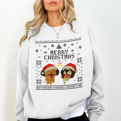 Merry Christmas Dog Sweatshirt – Funny Holiday Pullover with Santa Dogs | Cozy Christmas Gift for Dog Lovers