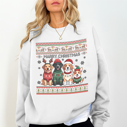 Meowy Christmas Cat Sweatshirt – Funny Holiday Crewneck for Cat Lovers | Cute Cozy Unisex Winter Sweater Gift