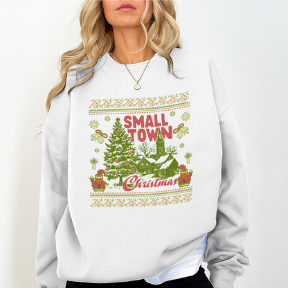 Small Town Christmas Sweatshirt – Cozy Holiday Sweater, Vintage Winter Town Design, Christmas Gift, Unisex Crewneck