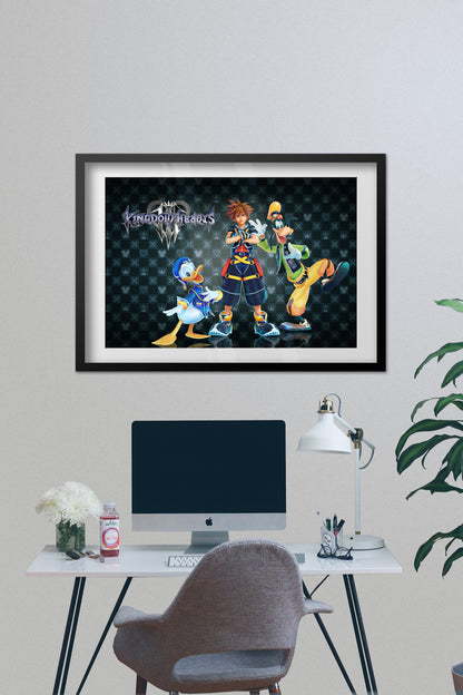 Kingdom Hearts II Poster — Donald Duck, Sora and Goofy Print | JRPG Gaming Wall Art