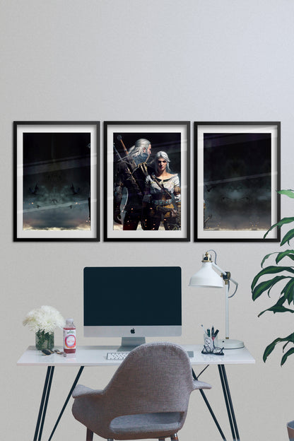 The Witcher 3 Poster Set of 3 — Wild Hunt Key Art | RPG Gaming Wall Art