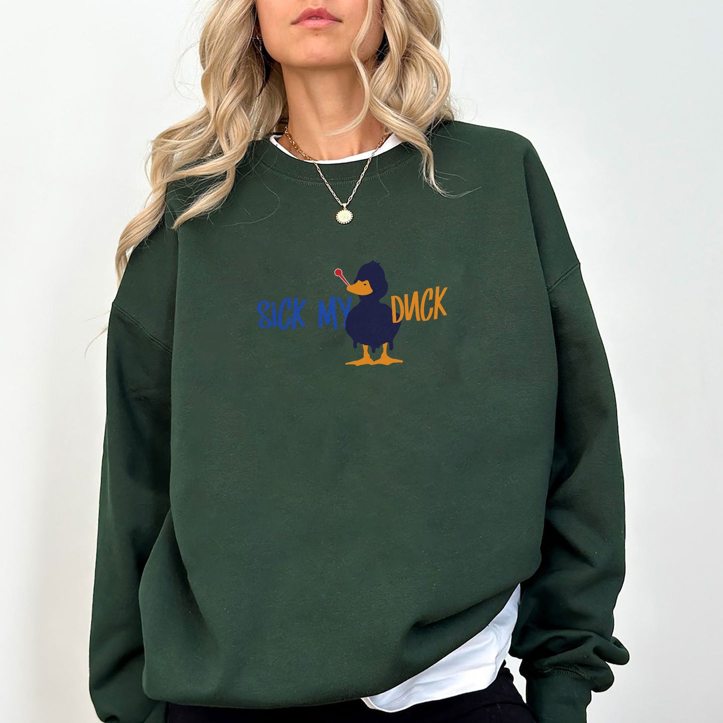 Funny Duck Pun Sweatshirt – “Sick My Duck” Unisex Cozy Crewneck