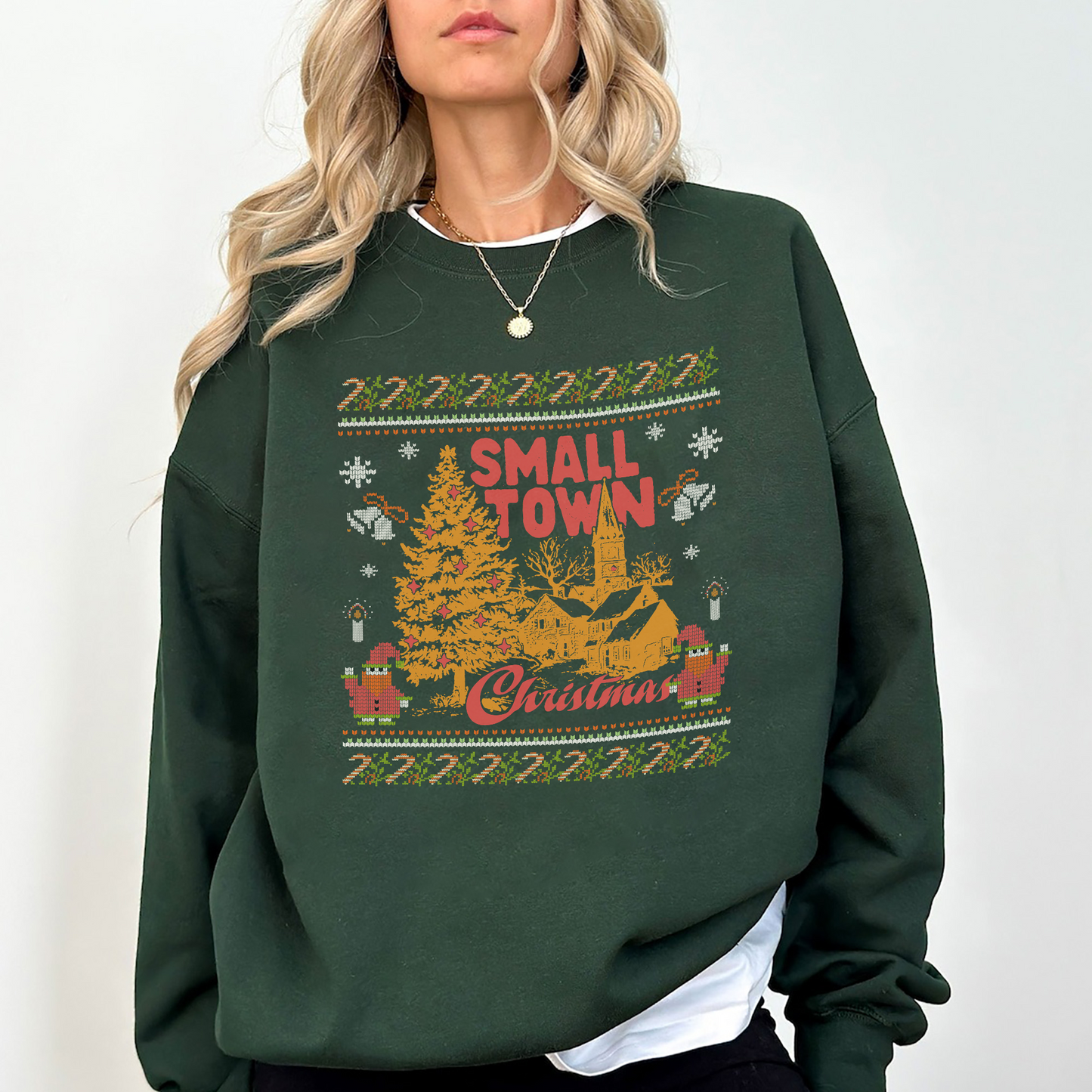 Small Town Christmas Sweatshirt – Cozy Holiday Sweater, Vintage Winter Town Design, Christmas Gift, Unisex Crewneck