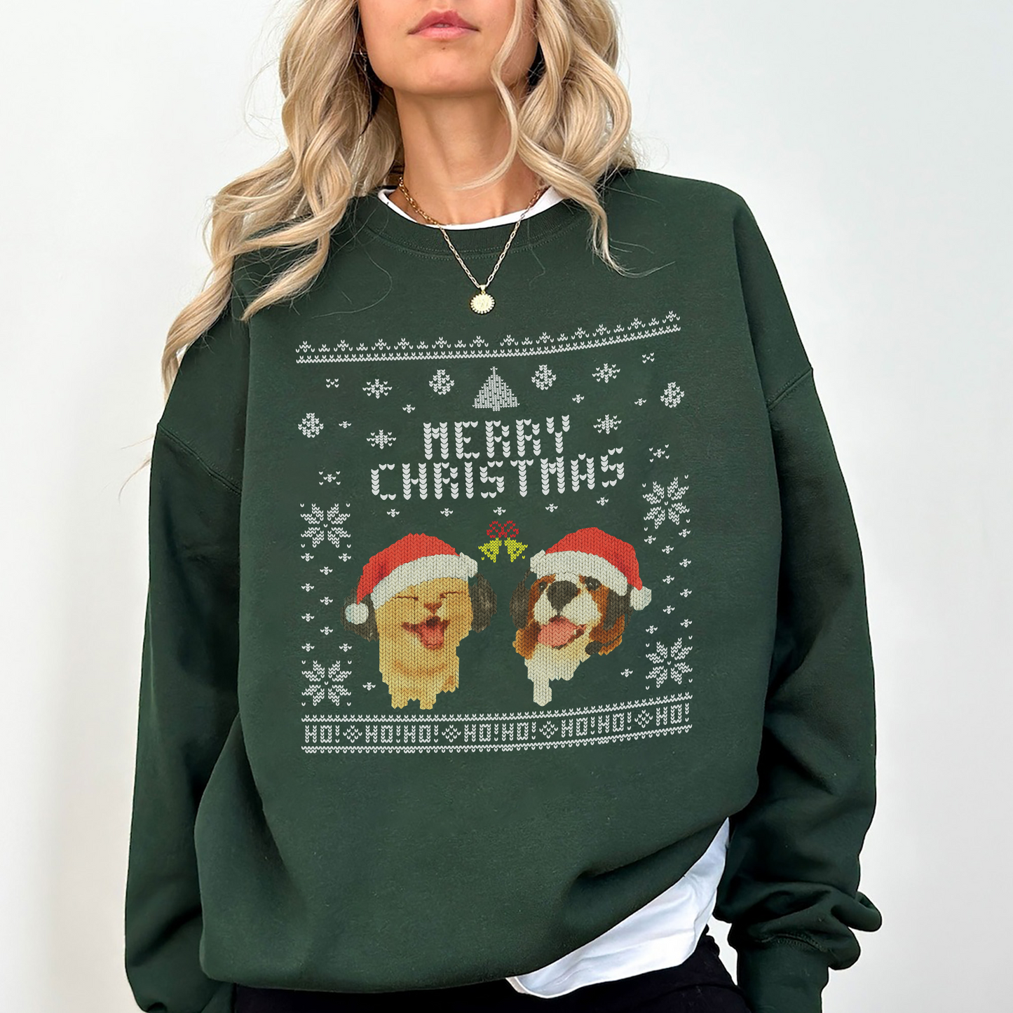 Merry Christmas Dog Sweatshirt – Funny Holiday Pullover with Santa Dogs | Cozy Christmas Gift for Dog Lovers