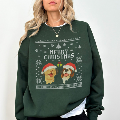Merry Christmas Dog Sweatshirt – Funny Holiday Pullover with Santa Dogs | Cozy Christmas Gift for Dog Lovers