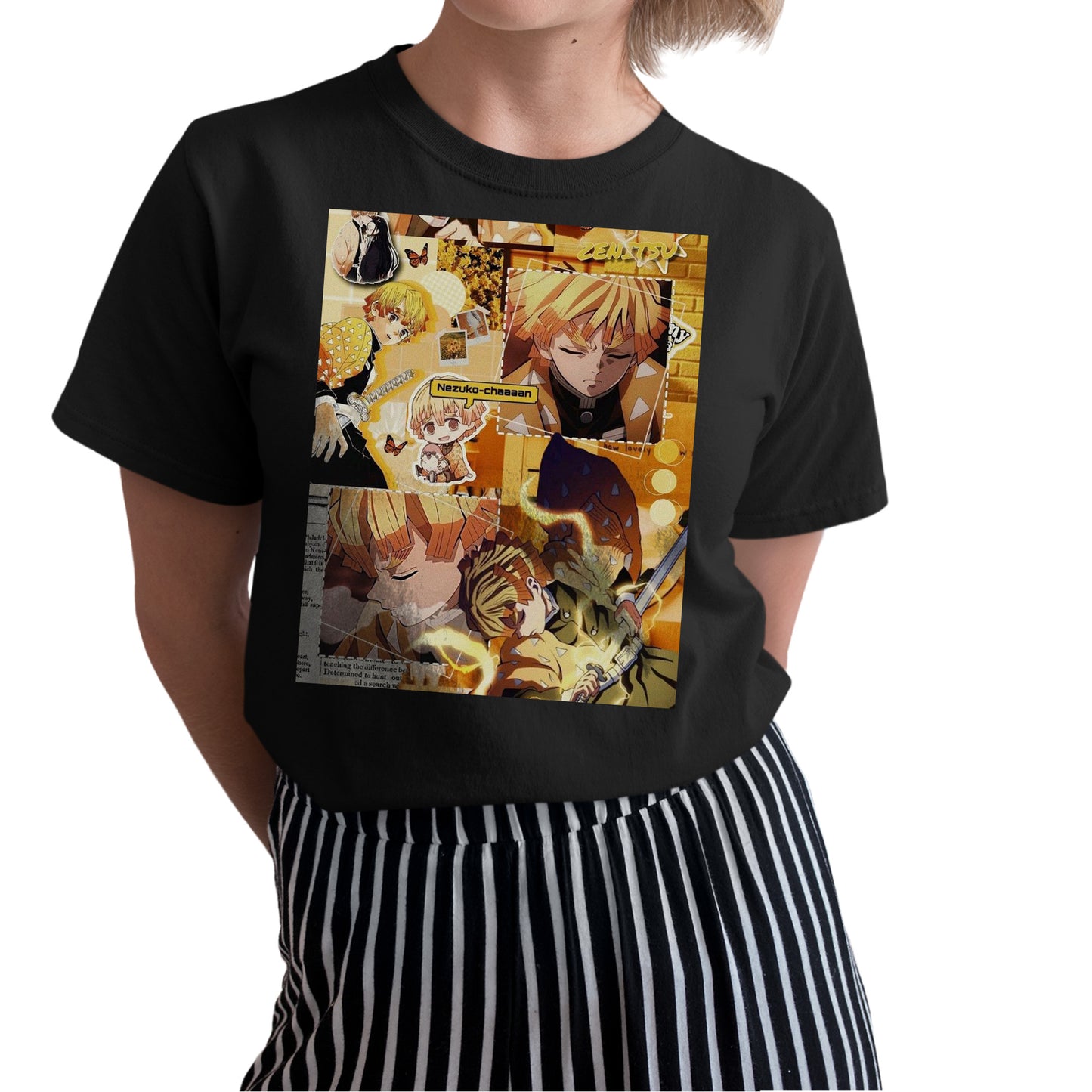 Zenitsu Agatsuma Collage Art | Demon Slayer: Kimetsu no Yaiba Premium Unisex T-Shirt