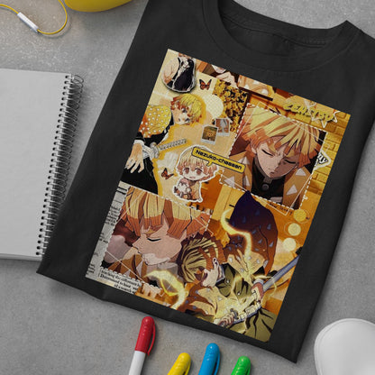 Zenitsu Agatsuma Collage Art | Demon Slayer: Kimetsu no Yaiba Premium Unisex T-Shirt