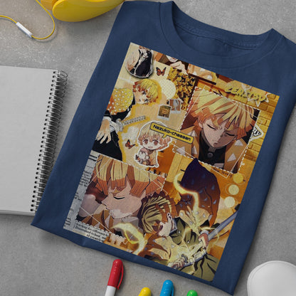 Zenitsu Agatsuma Collage Art | Demon Slayer: Kimetsu no Yaiba Premium Unisex T-Shirt