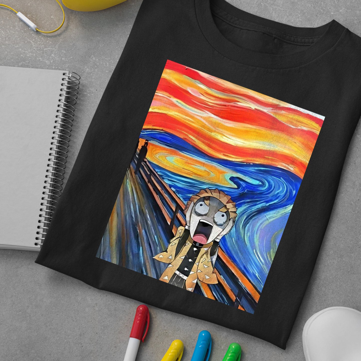 Zenitsu Screaming Edvard Munch Inspired | Demon Slayer: Kimetsu no Yaiba Premium Unisex T-Shirt