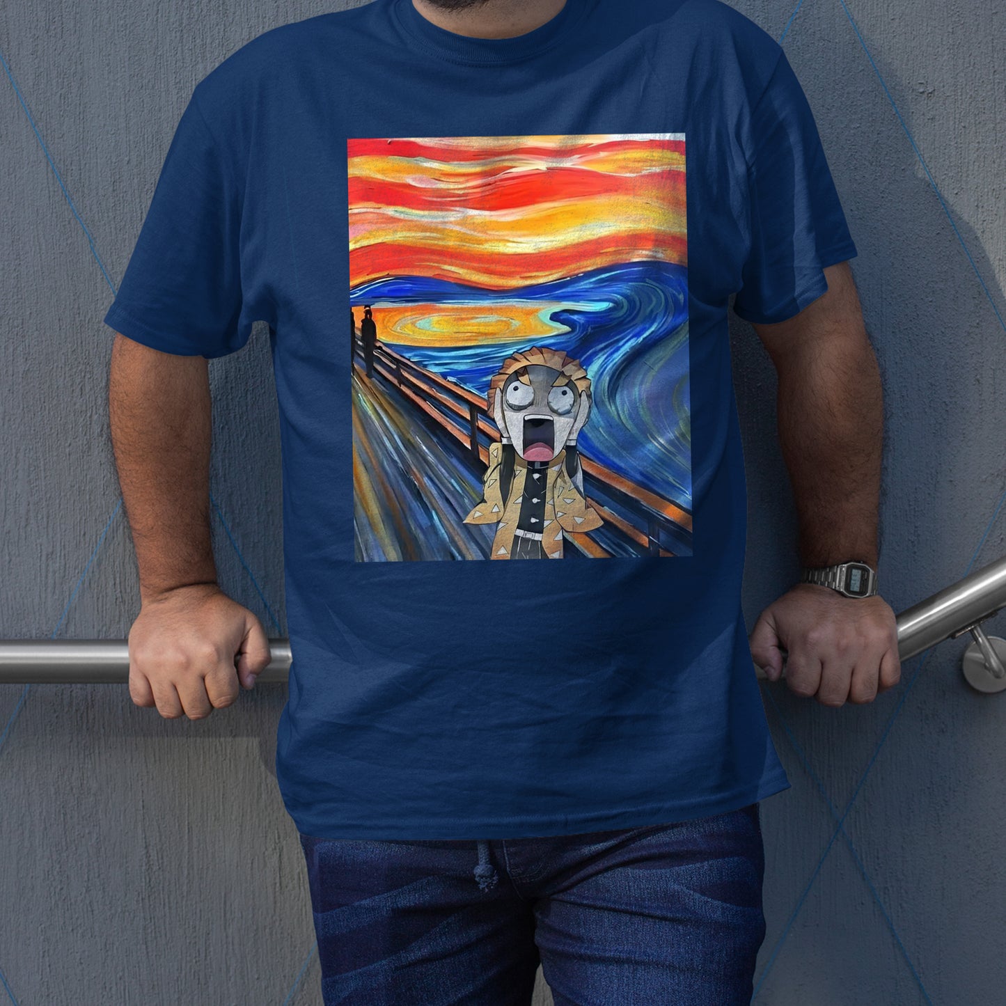 Zenitsu Screaming Edvard Munch Inspired | Demon Slayer: Kimetsu no Yaiba Premium Unisex T-Shirt