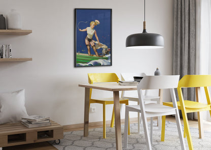 A Fast Takeoff by Gil Elvgren, pin-up poster — dining room