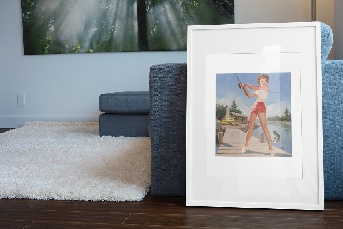 A Good Catch by Gil Elvgren, pin-up poster — living room wall