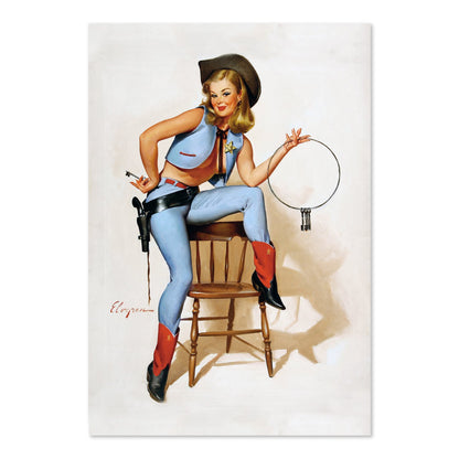 A Key Situation by Gil Elvgren, pin-up poster — framed print