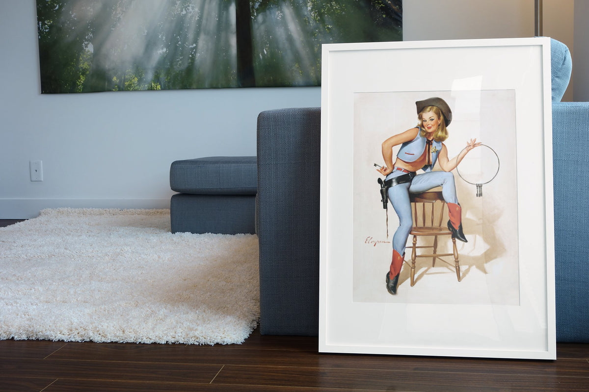 A Key Situation by Gil Elvgren, pin-up poster — living room wall