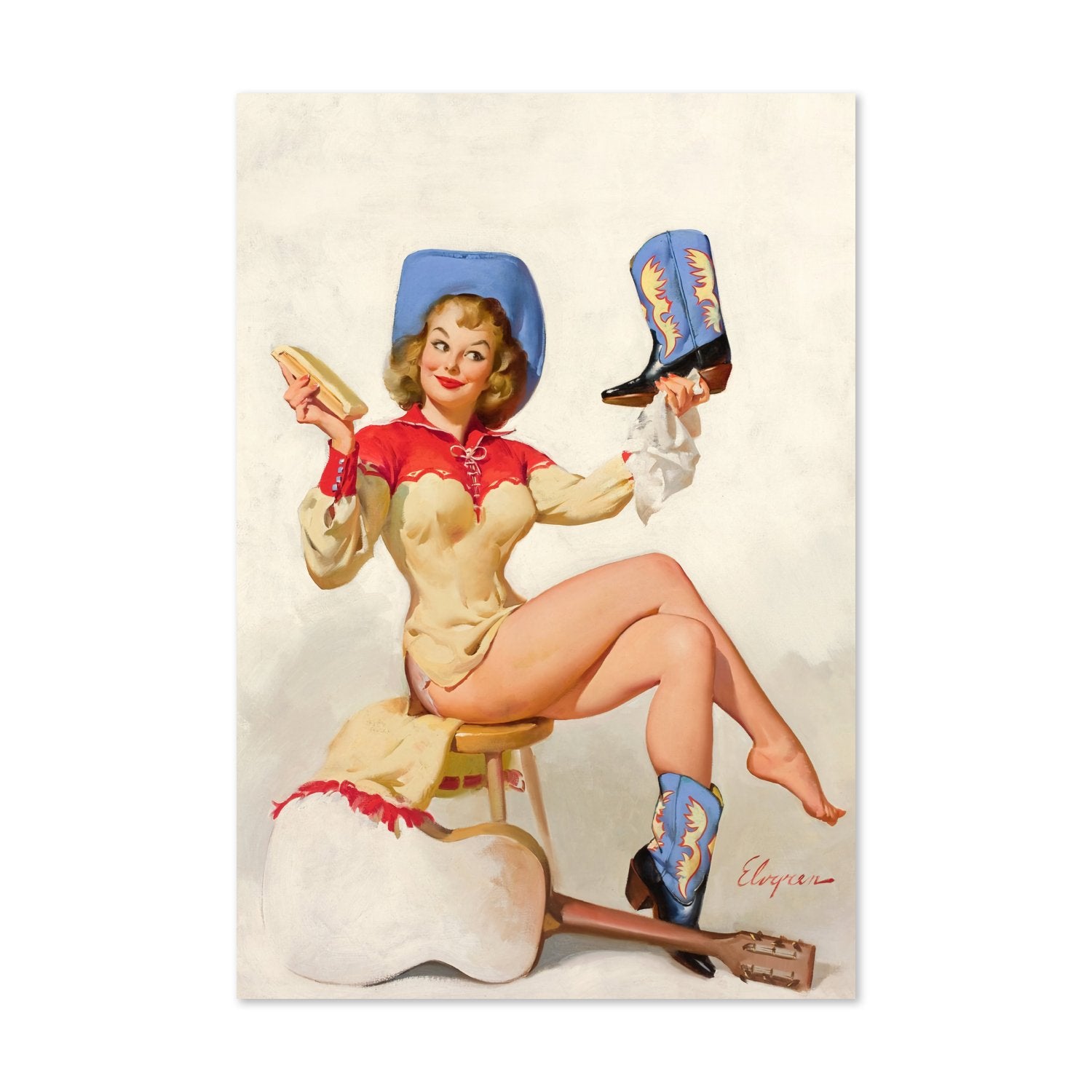 A Polished Performance by Gil Elvgren, pin-up poster — framed print