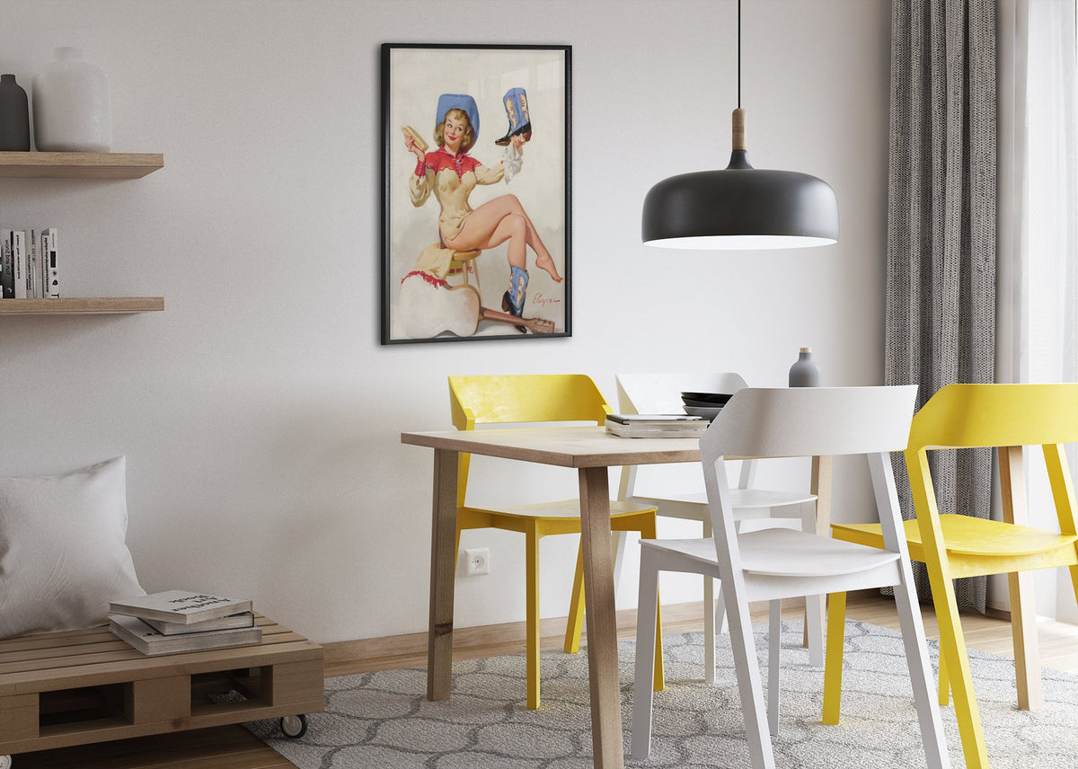A Polished Performance by Gil Elvgren, pin-up poster — dining room
