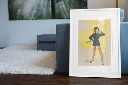 A Real Stopper by Gil Elvgren, pin-up poster — living room wall