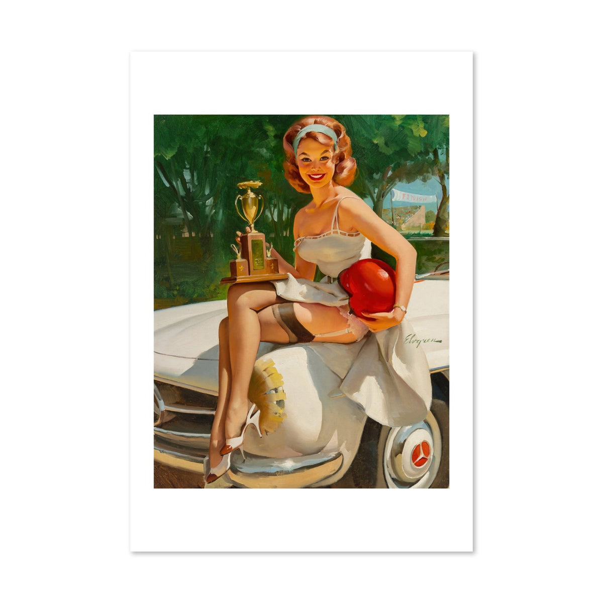 A Winner by Gil Elvgren, pin-up poster — framed print