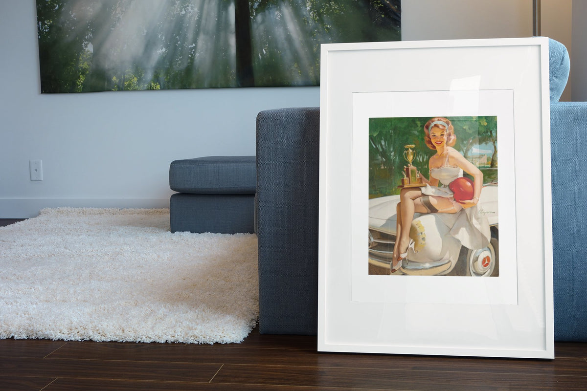 A Winner by Gil Elvgren, pin-up poster — living room wall