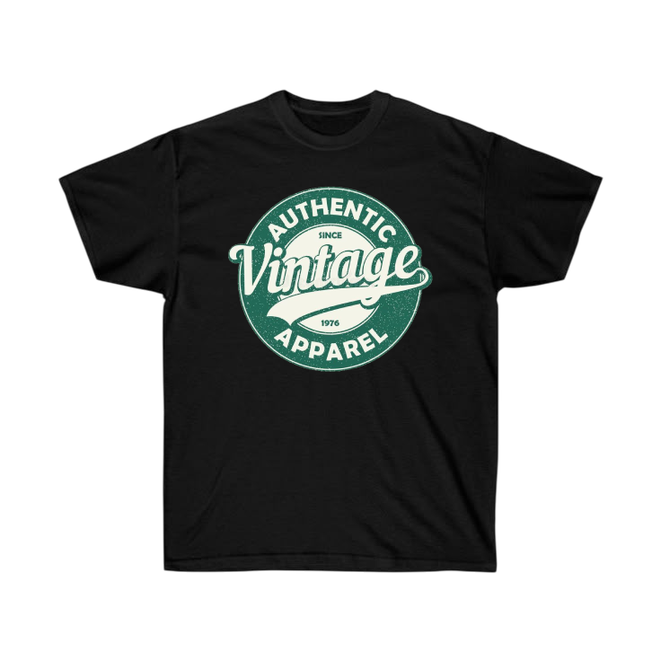 Authentic Vintage Apparel T-Shirt | Retro 1976 Graphic Tee for Men & Women