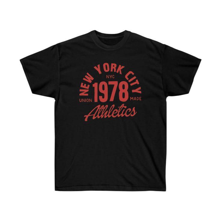 New York City 1978 Athletics T-Shirt – Vintage College Sport Style Tee, Retro NYC Union Made Shirt, Classic Graphic Streetwear