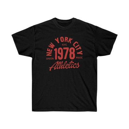 New York City 1978 Athletics T-Shirt – Vintage College Sport Style Tee, Retro NYC Union Made Shirt, Classic Graphic Streetwear