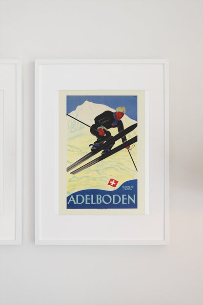 Adelboden Switzerland poster on a light wall