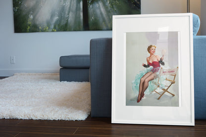 Admiring Miss Sylvania by Gil Elvgren, pin-up poster — living room wall