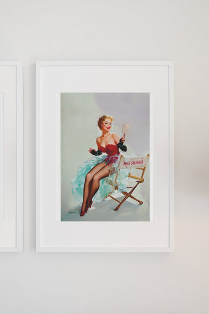 Admiring Miss Sylvania by Gil Elvgren, pin-up poster — gallery wall