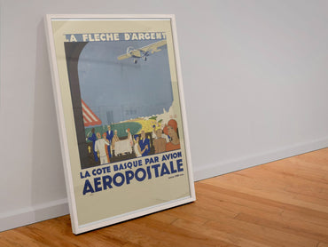 Aeropostale Basque Coast poster in a white frame leaning against a wall