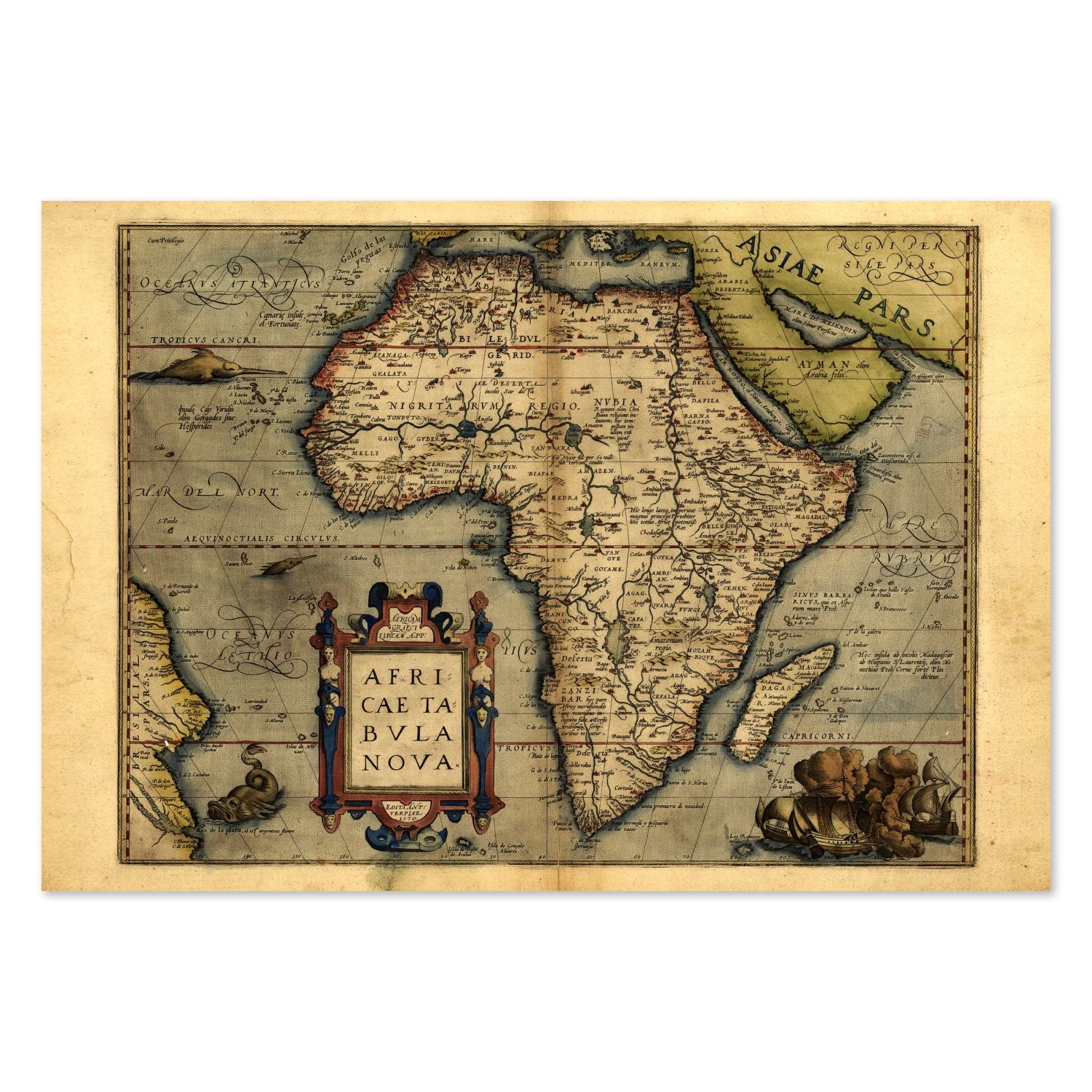 Africa 1570 Ortelius Map poster print