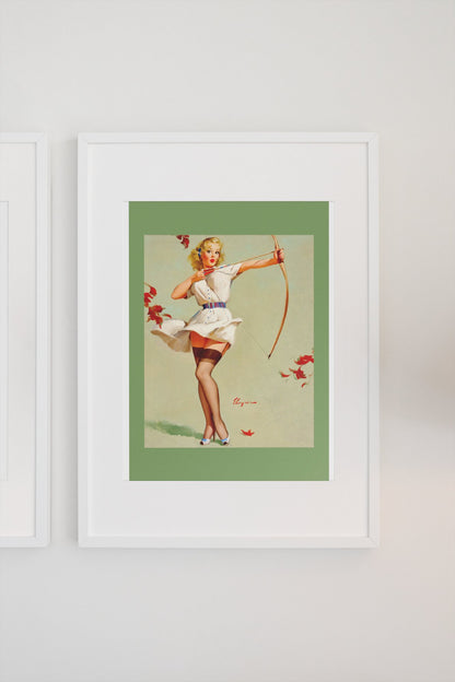 Aiming High by Gil Elvgren, pin-up poster — gallery wall