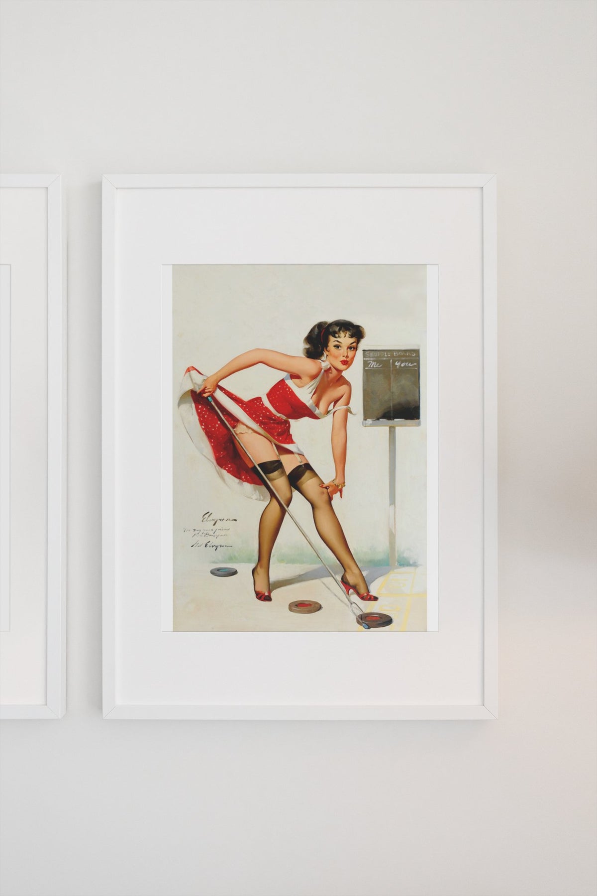Aiming to Please by Gil Elvgren, pin-up poster — gallery wall