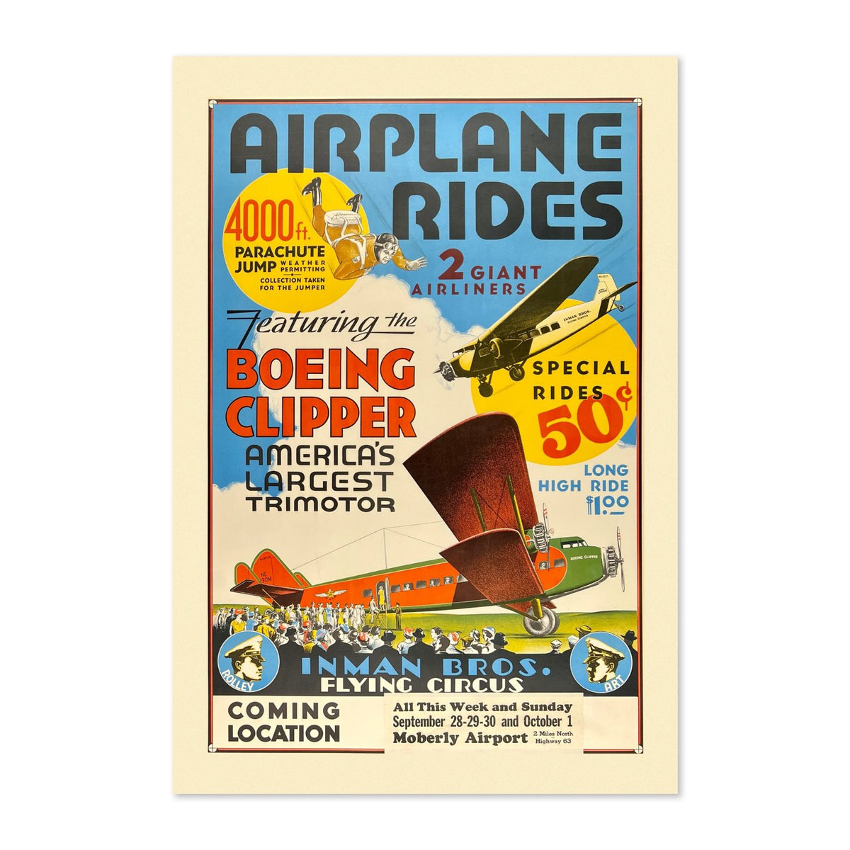 Airplane Rides Barnstorming poster print