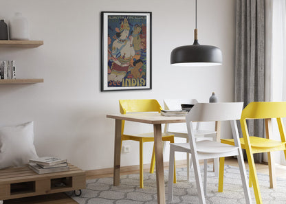 Ajanta Frescoes See India poster framed above a dining table