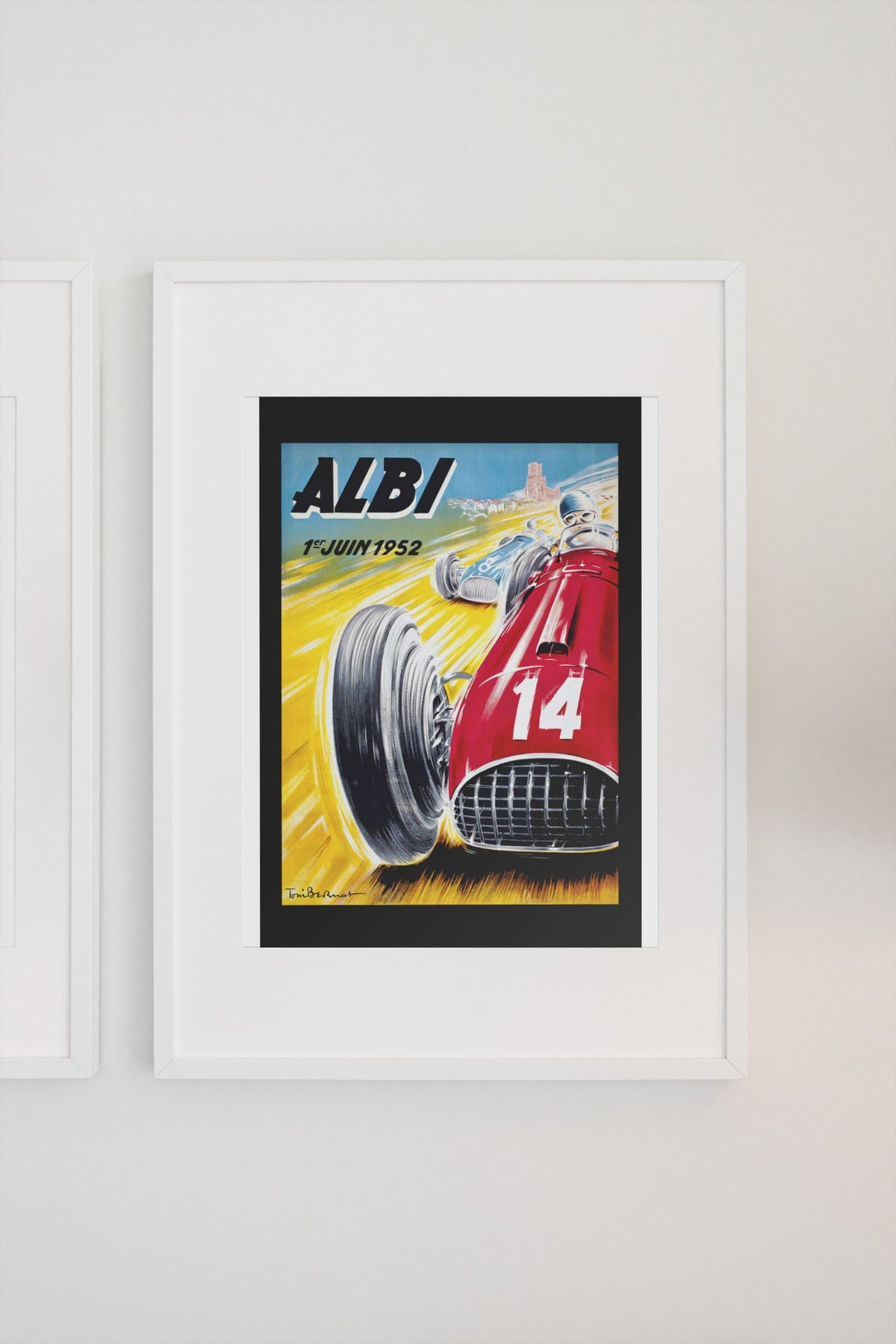 Albi Grand Prix 1952 poster in a white frame on a light wall