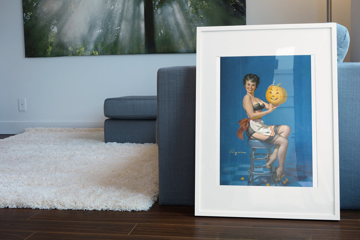 All Smiles by Gil Elvgren, pin-up poster — living room wall